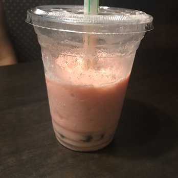 Green Basil - Half-drank Strawberry smoothie w/  tapioca. Delicious! - Vietnamese Near Me - Suwanee, Georgia