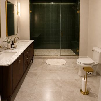 Sparkk Construction - Full bathroom renovation with upgraded lighting, cabinetry, tile flooring, and high-end finishes for style and durability. - Roofing Near Me - Chantilly, Virginia