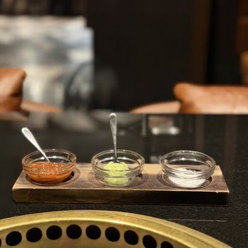 ABSteak by Chef Akira Back - Signature Sauces & Dipping Salt (included in Small Beef Combo (~$122)) - Steakhouses Near Me - San Francisco, California ABSteak by Chef Akira Back - Signature Sauces & Dipping Salt (included in Small Beef Combo (~$122)) - Steakhouses Near Me - San Francisco, California