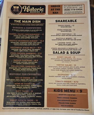 Menu photo 5 Historic Barrel House - Flagstaff Flagstaff, AZ