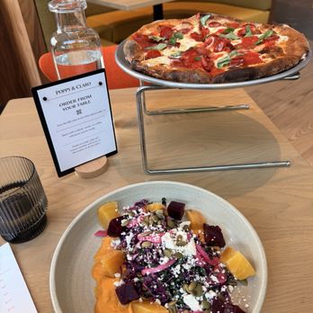 Poppy & Claro - Beet hummus bowl + pizza - New American Near Me - San Jose, California Poppy & Claro - Beet hummus bowl + pizza - New American Near Me - San Jose, California