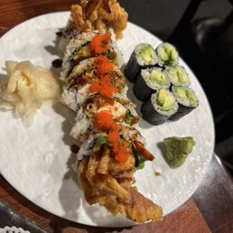Avocado roll and spider roll