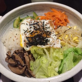 Hon Sushi - Veggie rice bowl (Korean bibimbap)! Offered in a stone bowl too, but costs $4 more. - Korean Near Me - Burnaby, British Columbia