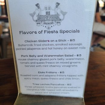 Dos Sirenos Brewing - Fiesta menu - Breweries Near Me - San Antonio, Texas