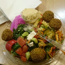 Falafil Express - Xpress lunch box £4.50, pitta in paper bag