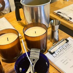 Lumiere Candle Studio - The Wax Holder , Candle Scents you can smell from the shelves(brown jars) Shot class, Clipboard