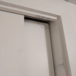 After our unit was rebuilt. There were lots of scuffs, broken drywall, etc. and the sliding doors didn't work properly.