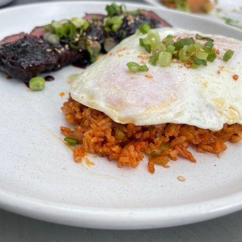 Openaire - Steak with kimchi fried rice and egg - New American Near Me - Los Angeles, California Openaire - Steak with kimchi fried rice and egg - New American Near Me - Los Angeles, California