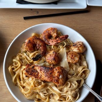 The Meridian - cajun seafood pasta & above the crab dip - Steakhouses Near Me - Puyallup, Washington