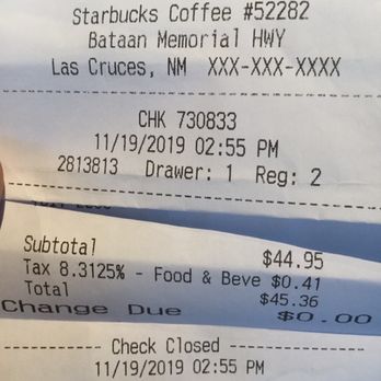 Starbucks - Said it was against policy to make change for a customer.. I asked for 2 tens. - Coffee & Tea Near Me - Las Cruces, New Mexico Starbucks - Said it was against policy to make change for a customer.. I asked for 2 tens. - Coffee & Tea Near Me - Las Cruces, New Mexico