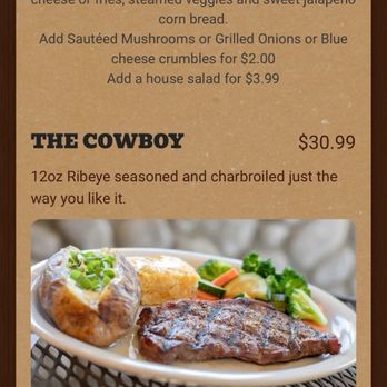 Saddle Sore Eatery & Saloon - Dose not specify some items are cooked at certain times - Steakhouses Near Me - Norco, California Saddle Sore Eatery & Saloon - Dose not specify some items are cooked at certain times - Steakhouses Near Me - Norco, California