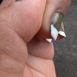 Somerset Nails & Spa - Nail polish doesn't touch the edge of the nail; you can see the French caked on