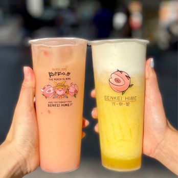 Benkei Hime - Strawberry peach ice tea & mango Yoyo slush - Bubble Tea Near Me - Toronto, Ontario