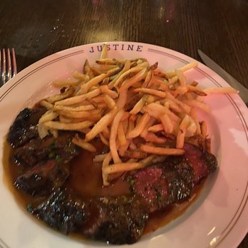Justine - Steak frites. Cooked perfectly ( medium). - French Near Me - New Orleans, Louisiana Justine - Steak frites. Cooked perfectly ( medium). - French Near Me - New Orleans, Louisiana