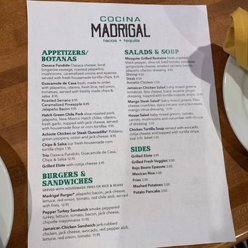 Cocina Madrigal - Menu - Tacos Near Me - Phoenix, Arizona