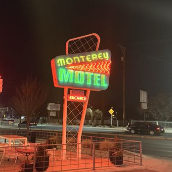 Monterey Motel - Sign at night - Hotels Near Me - Albuquerque, New Mexico