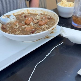Pinchers - Chicken & Sausage gumbo that pawpaw put too much rice in. He's about to mix potato salad in it and ruin it. He's a cooyon, him. - Seafood Near Me - Maurice, Louisiana