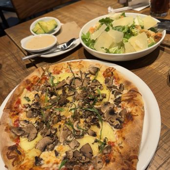 California Pizza Kitchen - Pineapple mushroom pizza and a Caesar salad - Pizza Near Me - Las Vegas, Nevada California Pizza Kitchen - Pineapple mushroom pizza and a Caesar salad - Pizza Near Me - Las Vegas, Nevada