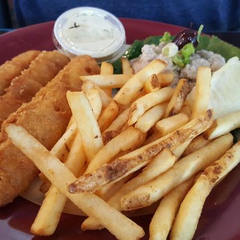 Opa Grill - Fish and chips with a side of DELICIOUS homemade hummus - Greek Near Me - Parker, Colorado