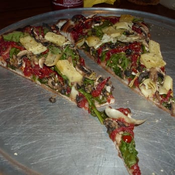 Classic Slice - Half of my "9 inch" pizza. Vegan Mediterranean with pineapple, artichoke, extra mushrooms, no cheese, no vegan sausage. - Pizza Near Me - Milwaukee, Wisconsin Classic Slice - Half of my "9 inch" pizza. Vegan Mediterranean with pineapple, artichoke, extra mushrooms, no cheese, no vegan sausage. - Pizza Near Me - Milwaukee, Wisconsin