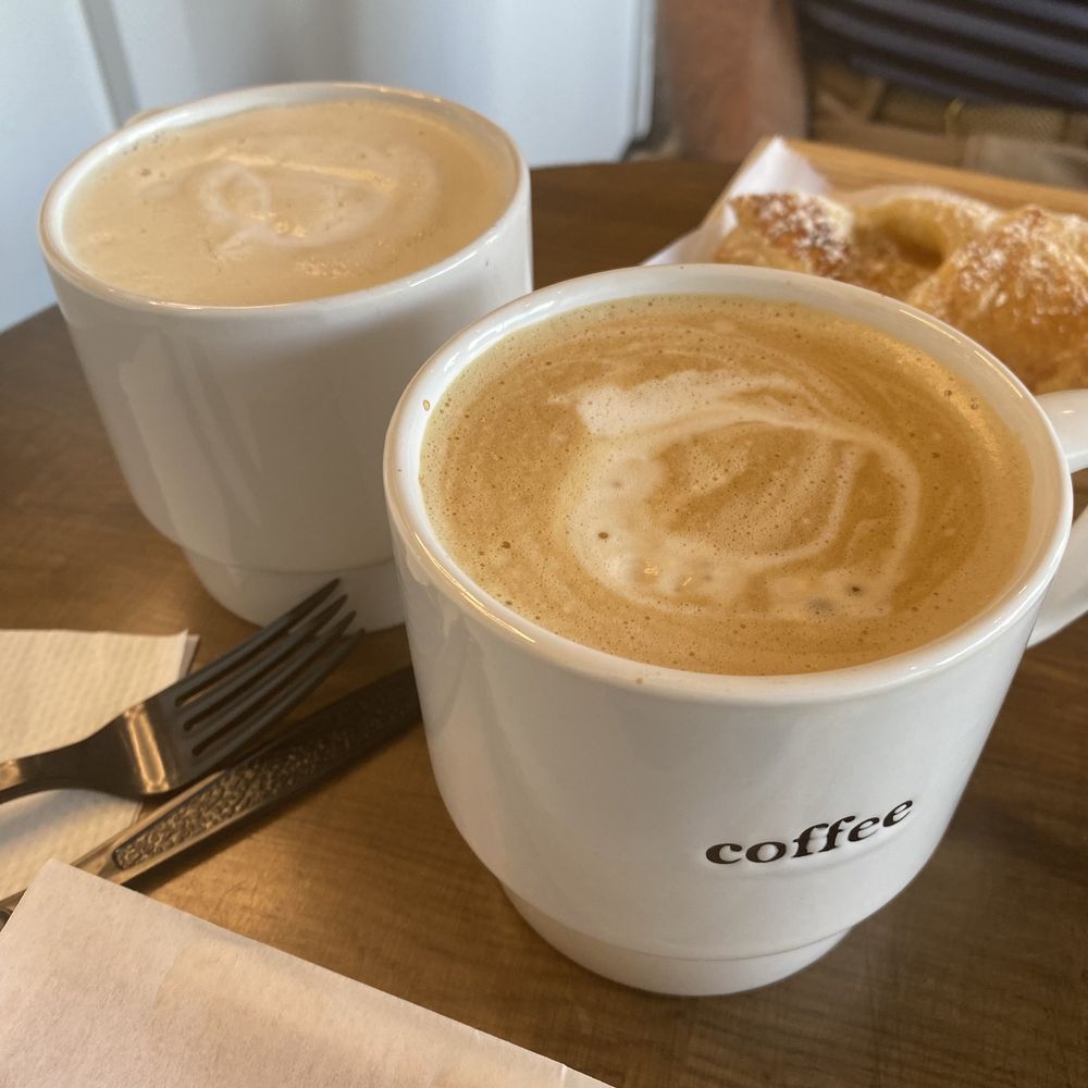 Ardour Bakery + Coffee - Left--Chai Tea Latte; Right--Latte (espresso) - Coffee & Tea Near Me - Ridley Park, Pennsylvania