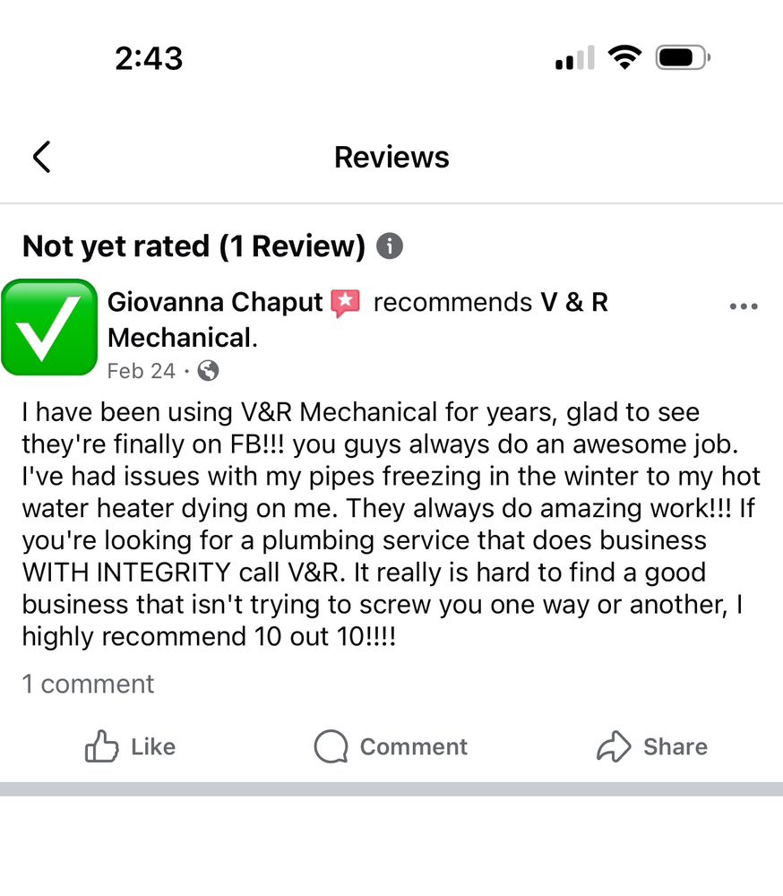 Slide of V & R Mechanical