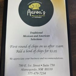 Aarons Mexican Kitchen - Menue