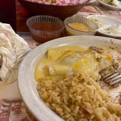 Munoz Mexican Restaurant - Meat Burrito with fried rice and beans