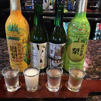 Wasabi Bistro - Sake shot sampler: four shots, $4. GREAT way to try out some new sake! - Japanese Near Me - Grand Island, Nebraska Wasabi Bistro - Sake shot sampler: four shots, $4. GREAT way to try out some new sake! - Japanese Near Me - Grand Island, Nebraska