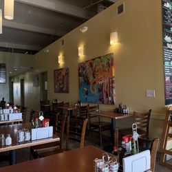 High Tide Cafe and Crepery - Inside of the restaurant going towards the back patio eating area.