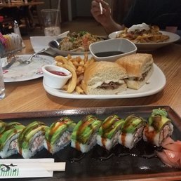 Dragon Roll, Prime Rib Dip, Chow Mein, Coyote Nachos
