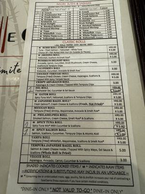 Menu photo 1 Grille One Nine Asian Fusion Port Richey, FL