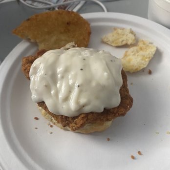 Biscuits N' Porn - Spicy chicken biscuit w/ a side of gravy and a hash brown - Gas Stations Near Me - Nags Head, North Carolina