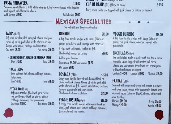 Menu photo 5 Bayside Cafe Morro Bay, CA