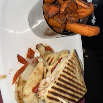 The Suburban Diner - Grilled chicken Panini with sweet potato fries. Very good and generous portion. - Diners Near Me - Paramus, New Jersey