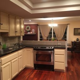 There used to be a wall there. Open concept. Rerouted utilities and adjusted cabinets.