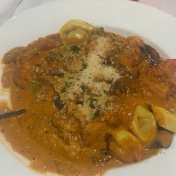 Morgan River Grill - Wild mushroom pasta, with chicken and tortellini. Light marinara sauce, seasoned very well! - Seafood Near Me - Saint Helena Island, South Carolina Morgan River Grill - Wild mushroom pasta, with chicken and tortellini. Light marinara sauce, seasoned very well! - Seafood Near Me - Saint Helena Island, South Carolina