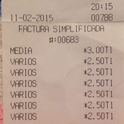 Kitsch - Tipo de precios. Los varios son las cervezas de botella que me llevé. La media es la tostada alemana que tomé.