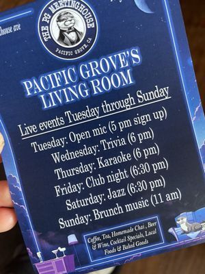 Menu photo 1 The PG MeetingHouse Pacific Grove, CA Menu photo 1 The PG MeetingHouse Pacific Grove, CA