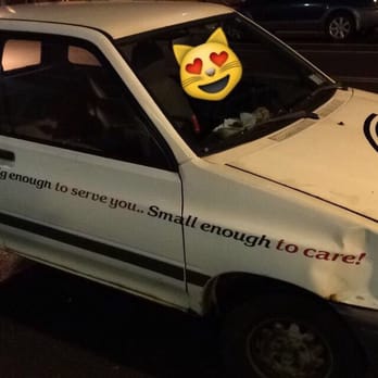Emergency Pizza - a car with a smiley face painted on it - Pizza Near Me - Buffalo, New York