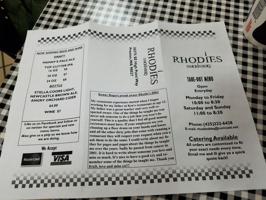 Menu photo 2 Rhodie's Smokin BBQ Issaquah, WA Menu photo 2 Rhodie's Smokin BBQ Issaquah, WA