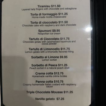 Acqua e Farina - Dessert menu - Italian Near Me - Hayward, California Acqua e Farina - Dessert menu - Italian Near Me - Hayward, California
