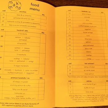 Maki A Mano - Food menu - Japanese Near Me - New York, New York Maki A Mano - Food menu - Japanese Near Me - New York, New York