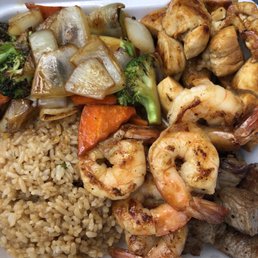 Steak, chicken, and shrimp hibachi plate Steak, chicken, and shrimp hibachi plate