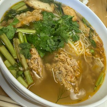 Dang Anh Cafe - Bun Rieu Cha Ca (Ground Pork Crab Patty With Fried Fish Cakes) - Vietnamese Near Me - Vancouver, British Columbia