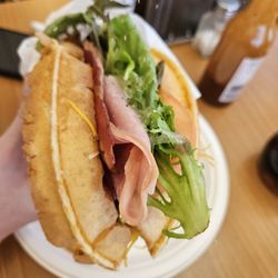 Waffles Cafe - Ham and bacon sandwich