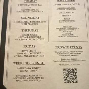 Hidalgo’s Cocina & Cócteles - Menu - Mexican Near Me - Fullerton, California Hidalgo’s Cocina & Cócteles - Menu - Mexican Near Me - Fullerton, California