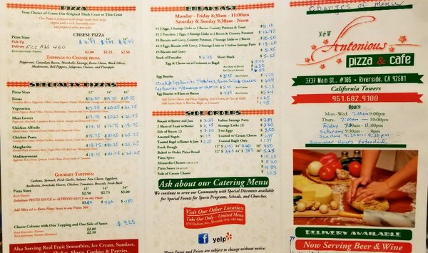 Menu photo 4 Antonious Pizza Cafe Riverside, CA Menu photo 4 Antonious Pizza Cafe Riverside, CA