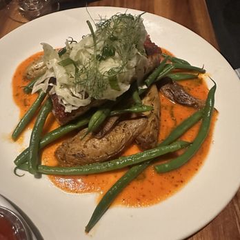 Burtons Grill & Bar - Salmon Romesco - New American Near Me - Boca Raton, Florida