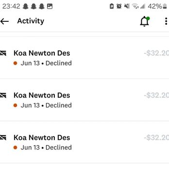Des Moines East / Newton KOA - Charges unapproved (we turn our card off for this reason) - RV Parks Near Me - Newton, Iowa Des Moines East / Newton KOA - Charges unapproved (we turn our card off for this reason) - RV Parks Near Me - Newton, Iowa